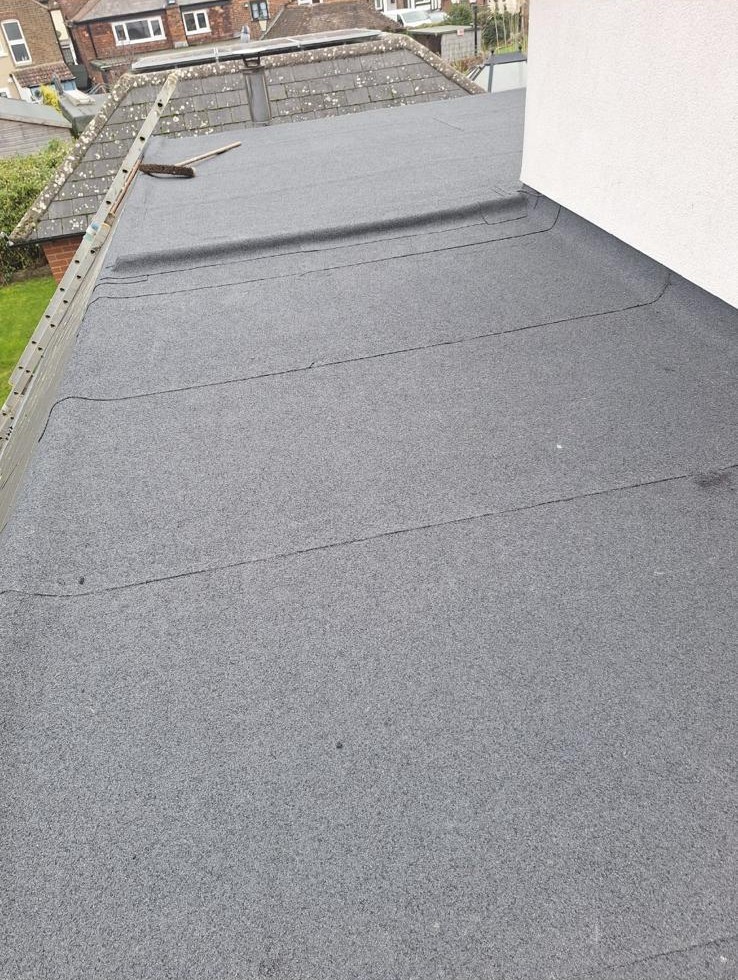 finished image of felt being installed on new flat roof